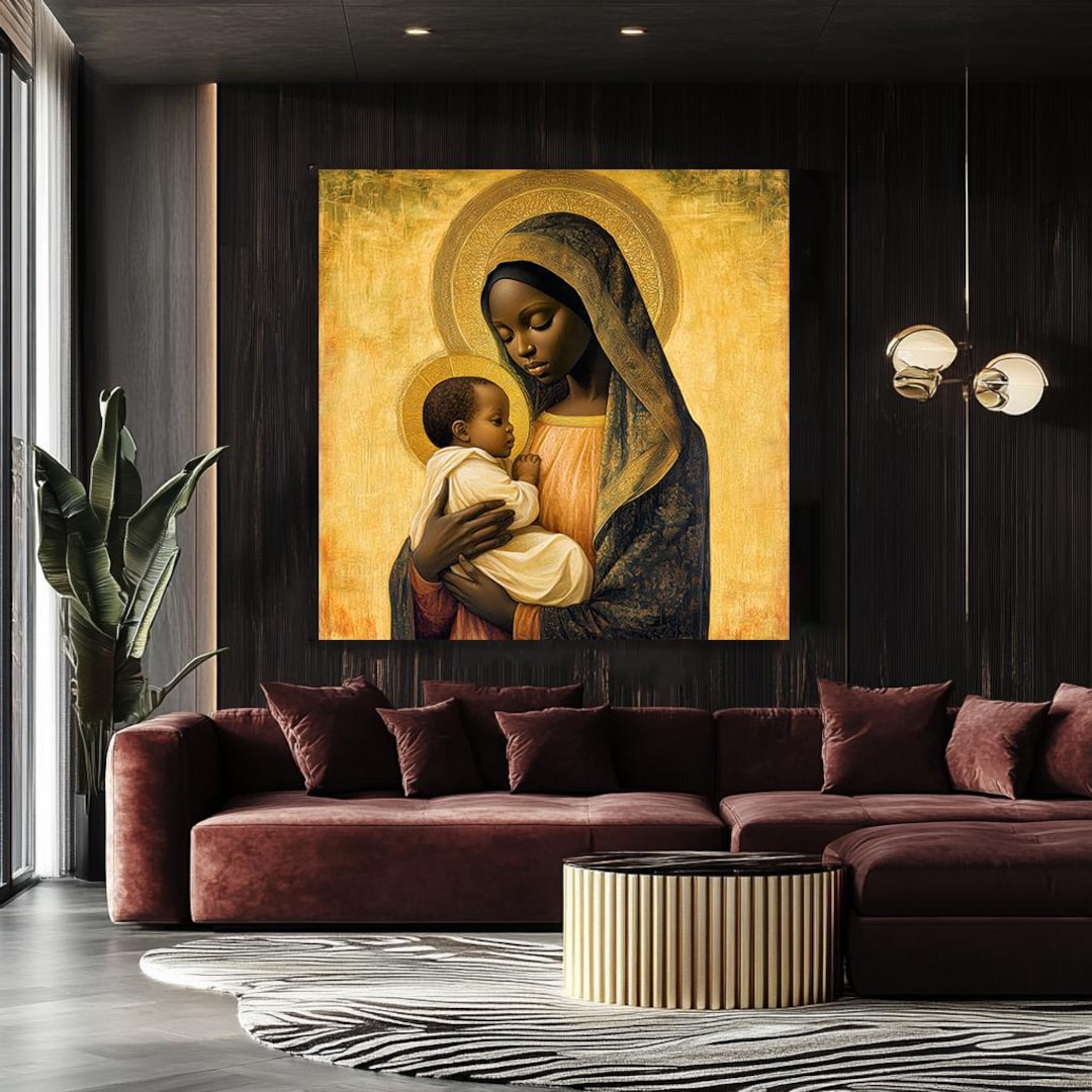 Black Madonna and Child Canvas Art. African Virgin and Jesus Mary Wall ...