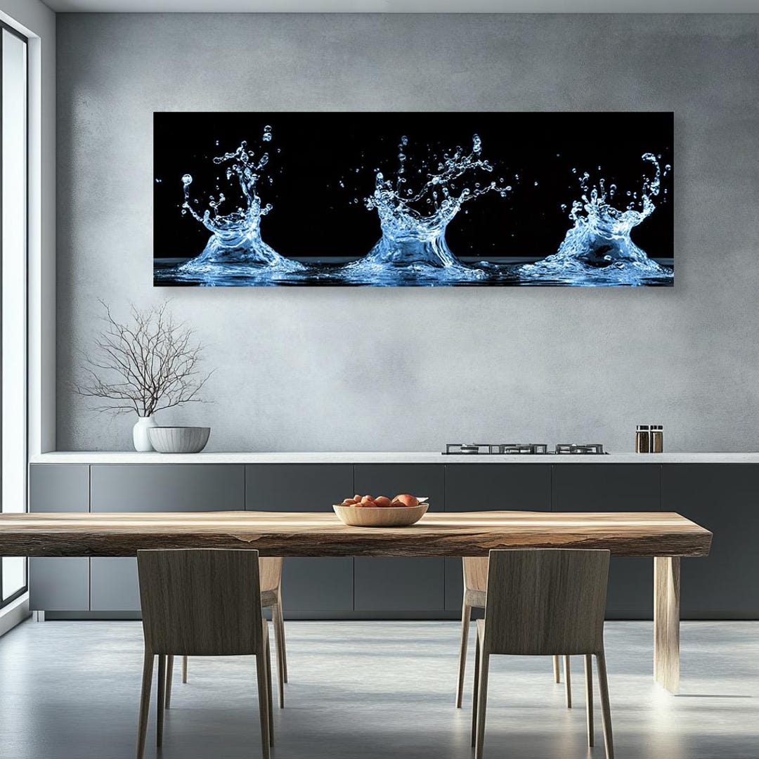 Photo inspiration: Splashes Aquatic To Office Decor Reference: Triple Splashes Of Water Canvas Print Circles On The Water