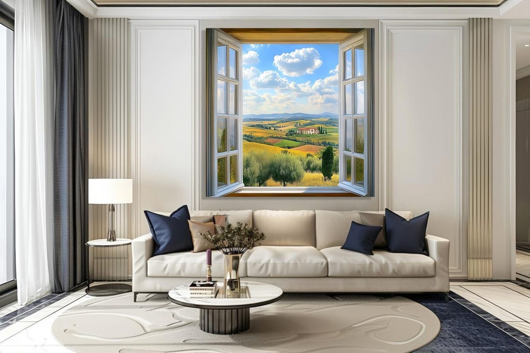 Tuscan Window View Tuscany Window View Canvas Print. Italian Countryside Landscape Wall ...