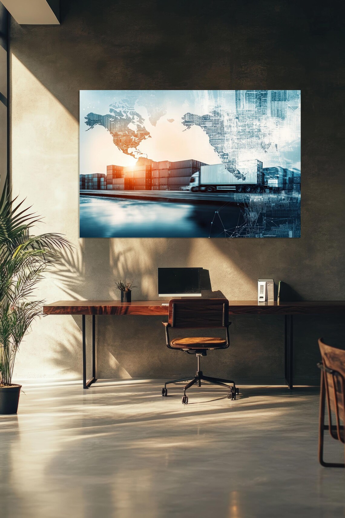 Global Logistics Truck Canvas Print. Modern Industrial Transportation ...