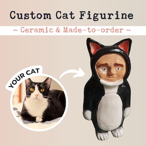 Custom Cat Figurine Pet Loss Gift Ceramic Figurines Pet Memorial Keepsake Personalized Cat Statue Artisan Meaningful Gift for Cat Lovers