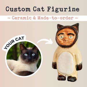 Custom Cat Figurine Pet Loss Gift Ceramic Figurines Pet Memorial Keepsake Personalized Cat Statue Artisan Meaningful Gift for Cat Lovers