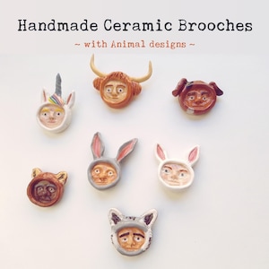 Handgefertigte Keramik Broschen für eklektisches Outfit Keramik Brosche Tier Design für Jacken Tragbar Niedlicher Ton Pin Sinnvolles Geburtstagsgeschenk