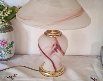 Lámpara de mesa de cristal esmerilado de Murano / Italia, década de 1970