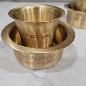 Pure Brass Coffee Dabra Set - Handcrafted Traditional Design