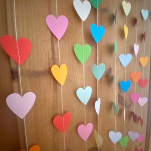 Tiny Hearts, Rainbow Garland, Wedding Garland, Party Decoration, Heart Garland, Paper Decoration, Valentine Decoration, Photo Prop, 1 Inch