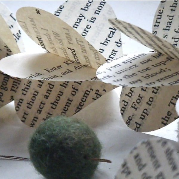 Shakespeare -Victorian Poetry  or Vintage Dictionary Heart Strings Paper Mobile