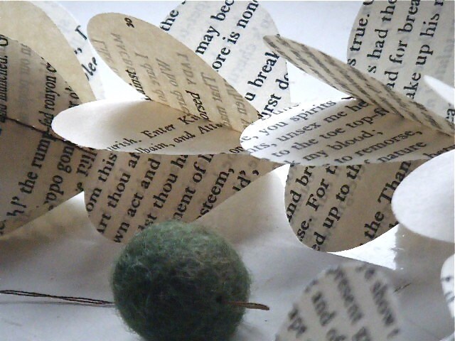 Shakespeare -Victorian Poetry  or Vintage Dictionary Heart Strings Paper Mobile