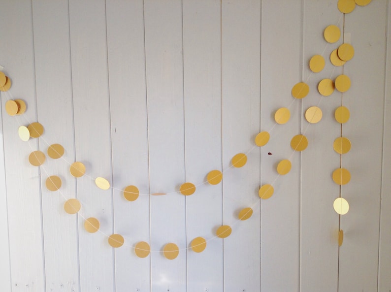 Gold Garland, 1 1/2 Circles, Gold, Silver, Ivory, Eco Wedding Garland, Party Decoration, Home Decor, Bridal Shower, Birthday, Christmas image 3