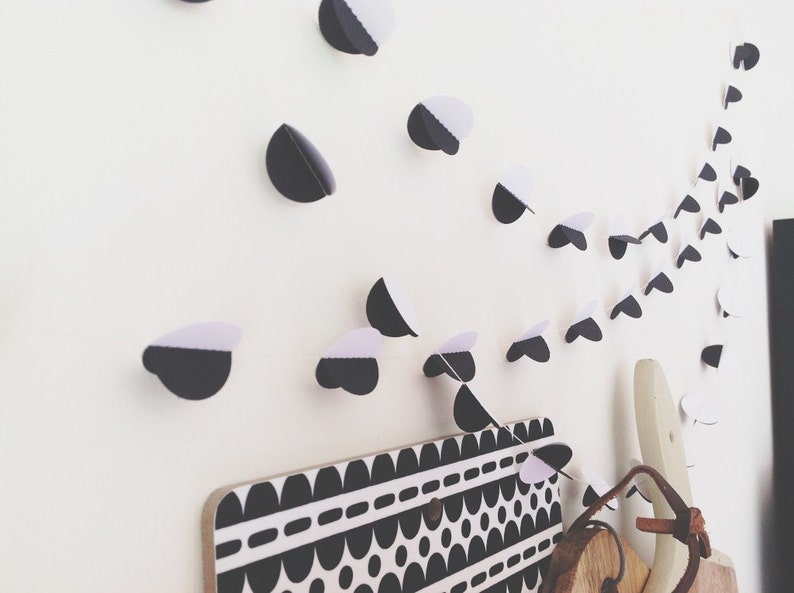 Scandi Monochrome Garland Black White Garland Paper Decoration Photo Prop Paper Bunting Party Decoration Modern Decor image 3