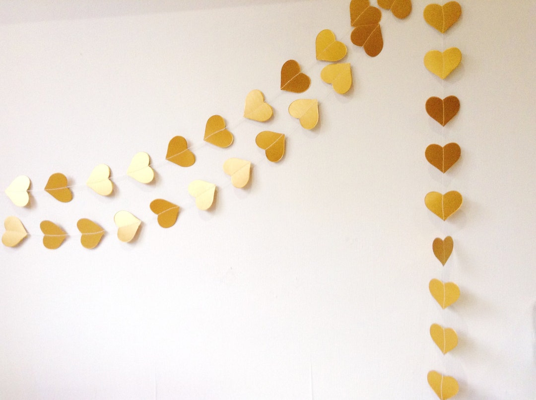 Gold Hearts Garland Party Decoration Wedding Decor Heart - Etsy