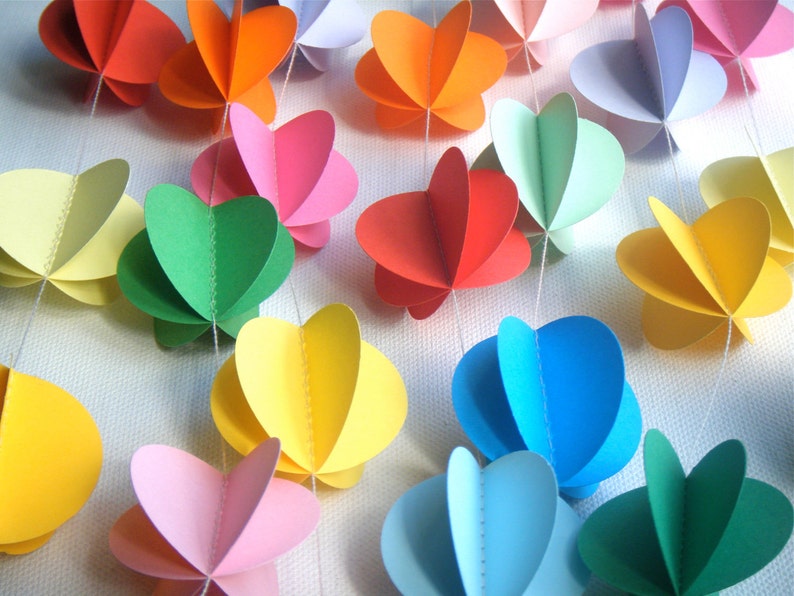 Pom Pom Paper Garland 3D Garland Party Decor Paper Etsy