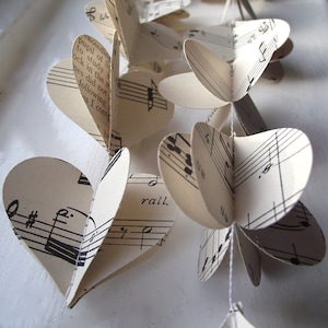 Vintage Music, 3D Paper Mobile, Hearts Mobile, Wedding Decor, Music Mobile, Paper Decoration, Wedding Decoration, Music Garland, 3D Hearts, image 4