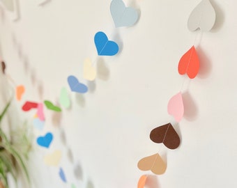 Rainbow Garland, Wedding Garland, Party Decoration, Heart Garland, Wedding Decor, Paper Decoration, Valentine Decoration, Photo Prop, Zoom