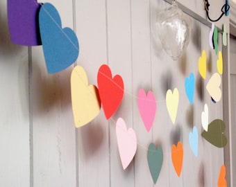 Paper Hearts  Garland, Choose Your Length, Kid's Room, Heart, Party Decoration, Baby Shower, Childs Room, Paper Garland, Birthday Decoration