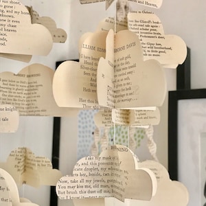 Choose Your Book Vintage Novel - Map - Music - Clouds - Paper Mobile - Cloud Mobile - Nursery Decor - Home Decor- 3D Paper Mobile - Clouds