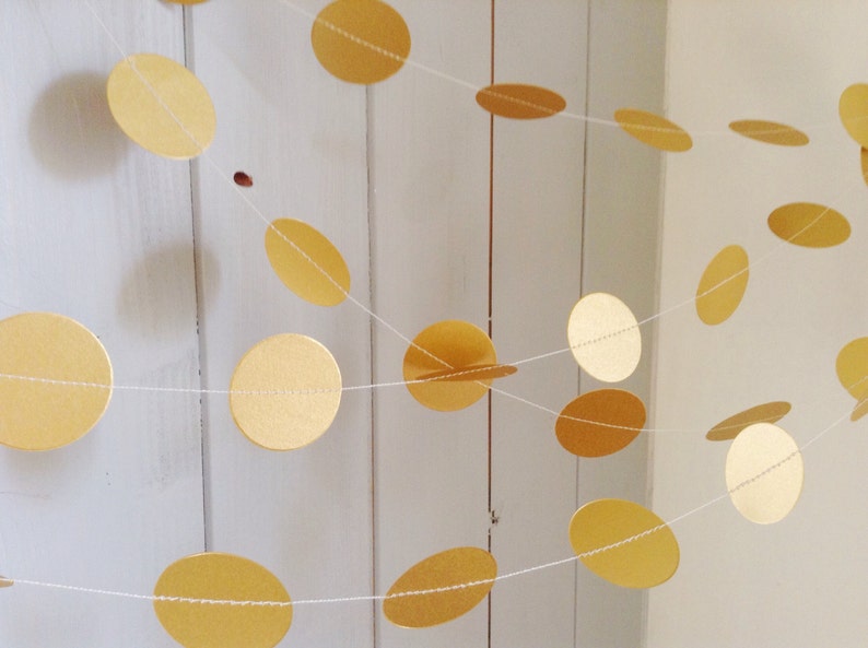 Gold Garland, 1 1/2 Circles, Gold, Silver, Ivory, Eco Wedding Garland, Party Decoration, Home Decor, Bridal Shower, Birthday, Christmas image 1