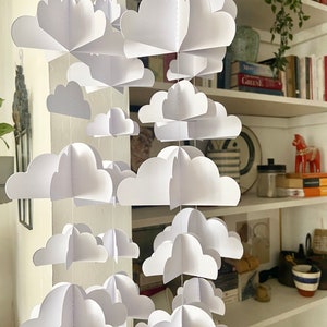KIES JE BOEK, kinderkamer mobiel, kaart, muziek, wit, wolken, mobiel, eco-decor, cloud mobiel, decor kinderkamer, 3D-wolken, 3D-papier mobiel