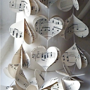 Vintage Music, 3D Paper Mobile, Hearts Mobile, Wedding Decor, Music Mobile, Paper Decoration, Wedding Decoration, Music Garland, 3D Hearts, image 5