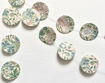 William Morris, Vintage Paper Garland, Wedding Decor, Recycled, Eco Decor, Party Decoration, Country Style, English Country, English Garden,