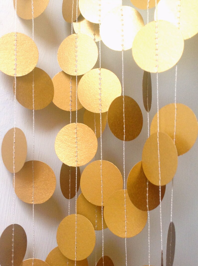 Gold Garland, 1 1/2 Circles, Gold, Silver, Ivory, Eco Wedding Garland, Party Decoration, Home Decor, Bridal Shower, Birthday, Christmas image 4