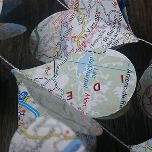 French Road Trip, 3D Paper Mobile, Vintage Road Atlas, Francophile, French, Traveller's Gift, Wedding Decor, Party Decor, Teachers Gift, Map image 3