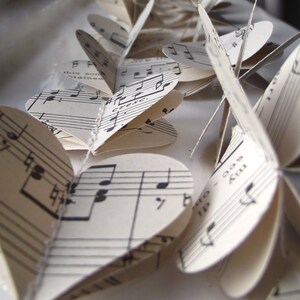 Vintage Music, 3D Paper Mobile, Hearts Mobile, Wedding Decor, Music Mobile, Paper Decoration, Wedding Decoration, Music Garland, 3D Hearts, image 2