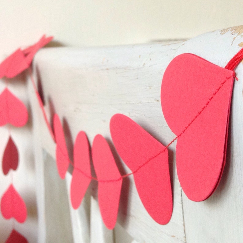 Wedding Garland Party Decoration Heart Garland Wedding Decor Paper Decoration Valentine Photo Prop Custom Colour/ Length image 3