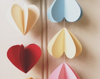 Rainbow Heart Strings  3D Paper Mobile