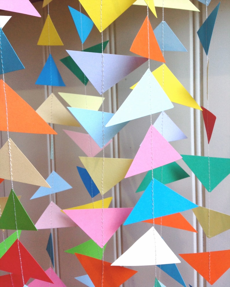 Geometric Paper Garland Triangles Garland Party Decor Photo Prop Paper Decoration Birthday Decor Choose Your Length and Colour image 1