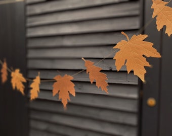 Embossed Paper Autumn Leaf Garland, Fall Wedding Decor
