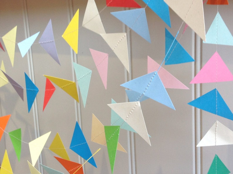 Geometric Paper Garland Triangles Garland Party Decor Photo Prop Paper Decoration Birthday Decor Choose Your Length and Colour image 3