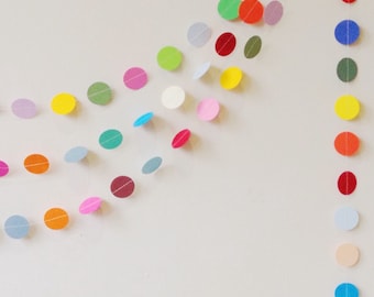 Colorful Paper Circle Garland: 1" Circles, Party Photo Prop, Nursery Decor