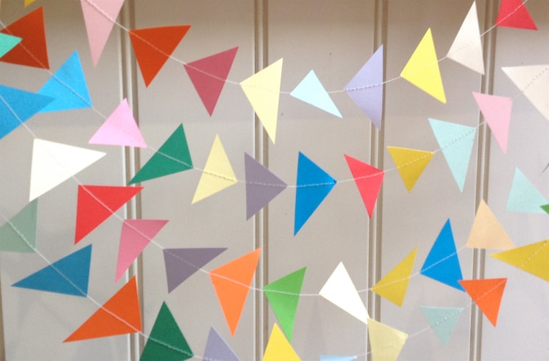 Geometric Paper Garland Triangles Garland Party Decor Photo Prop Paper Decoration Birthday Decor Choose Your Length and Colour image 2
