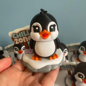 Chill Zone Penguin Figurine | Cute 3D Printed Penguin Decor with Stand | Gift for Kids or Desk Decor | 1 Penguin + Base