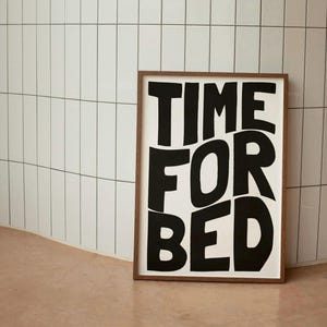 Zeit für Bett Digital Wall Print | Wohnkultur | Niedliche Kunst | Housewarming Geschenke | Schlafzimmer Wandbild