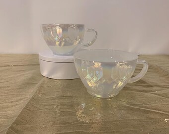 Set of 2 Federal Milk Glass Punch Cups/Mugs