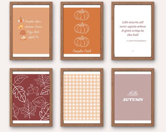 Thanksgiving Gallery Wall Set | Set of 6 Art Prints | Autumn Stationary | Autumn printable wall art | Friendsgiving art | Fall Wall Art