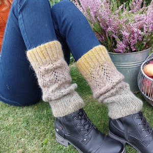 Leg warmers women, winter outfit, brown legwarmers, fall knitwear