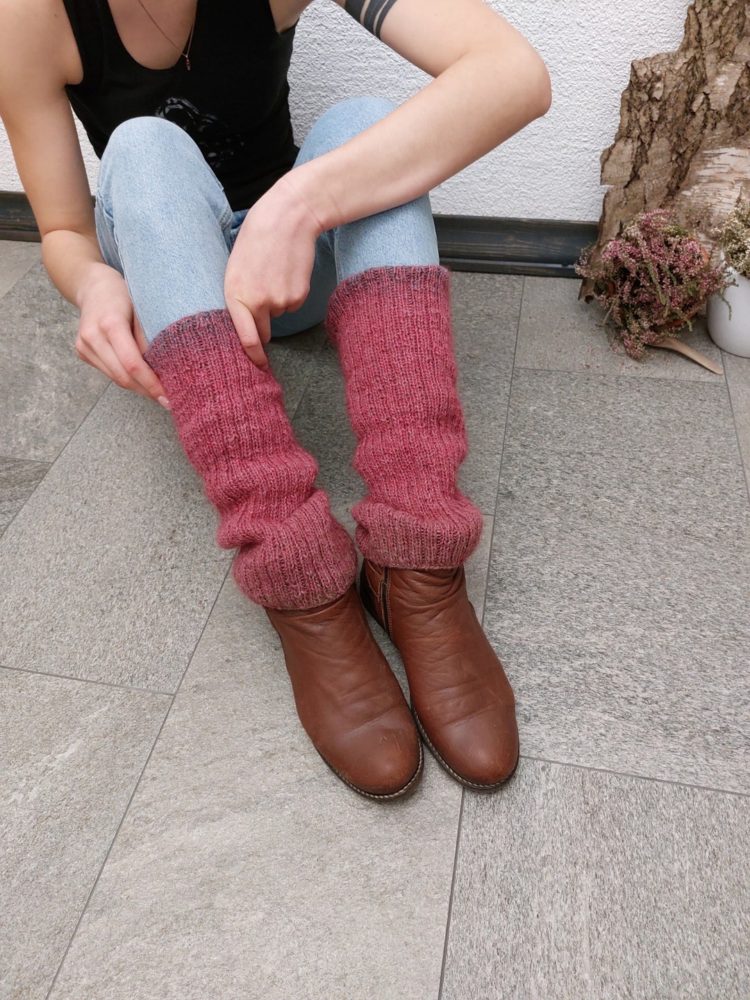 Hand Knit Leg Warmers Women, Winter Outfit, Pink Leg Warmers, Teen