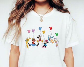 Comfort Colors Disney Mickey and Co Balloon Shirt, Mouse and Friends, Family Matching