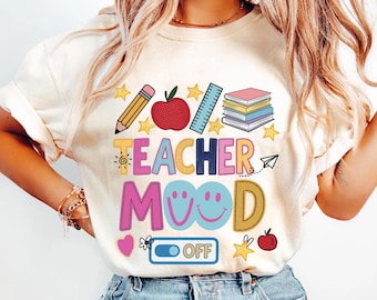 Teacher Mode Off Shirt, Funny Teacher Apparel, Last Day Of School Tee, Faux Glitter