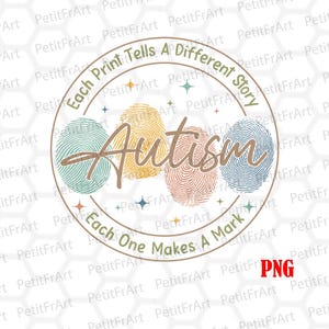 Autism Awareness Png, Fingerprint Design (Digital Download)