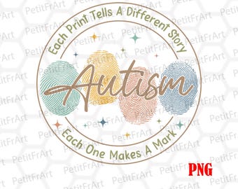Autism Awareness Png, Fingerprint Design (Digital Download)