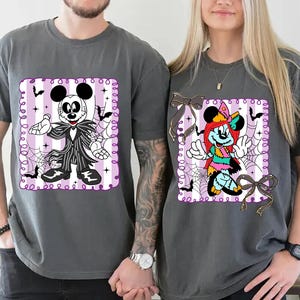 Comfort Colors Mickey and Minnie Ghost Halloween Couple Shirts