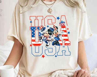Comfort Colors Mickey Minnie 4th July Patriotic USA Shirt, Disneyland Patriotic Tee