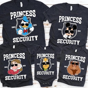 Comfort Colors Custom Princess Security Shirt, Mickey Beast Pluto Donald, Disney Princess, Security Shirt, Vacation Matching, Disney World