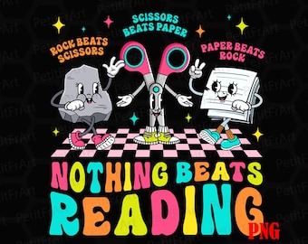 Nothing Beats Reading PNG, Rock Paper Scissors, Kawaii Read Across America (Digital Download)