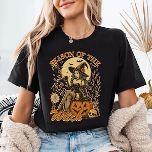 Comfort Colors Season of the Witch Shirt, Funny Vintage Halloween, Cute Retro Horror Social Club Tee, Fall Party Trendy Spooky Clothing