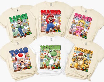 Chemise Super Mario Comfort Colors, Luigi Princess Peach, Epic Universe, T-shirt assorti pour groupe familial